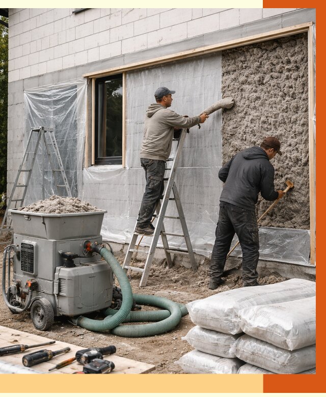 Утепление дома из газобетона эковатой в Дмитрах от 4824 руб./м2 | ТепломастерДмв