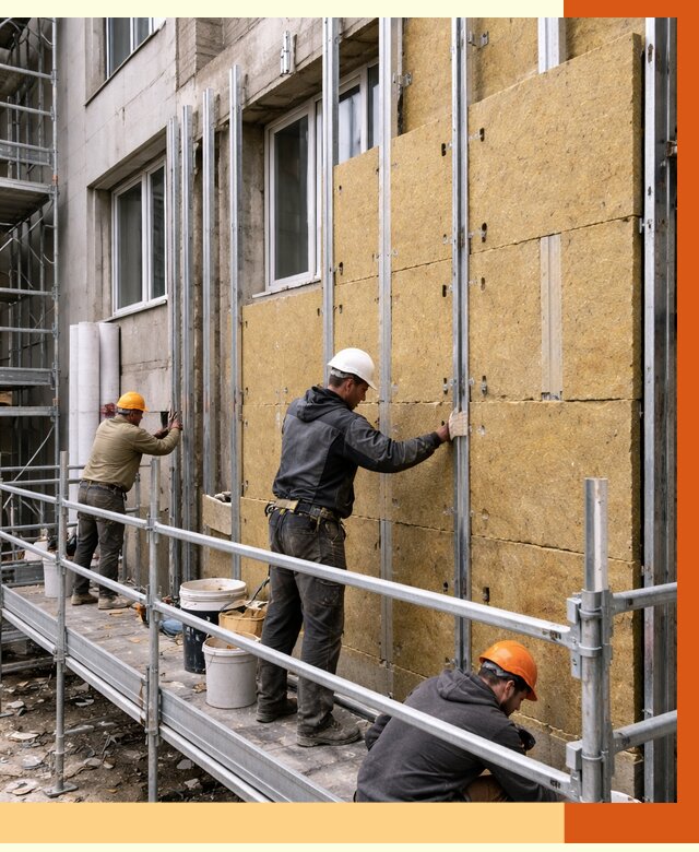 Утепление вентилируемого фасада в Дмитрах от 6003 руб/м2 — монтаж и утепление вентфасад | ТепломастерДмв